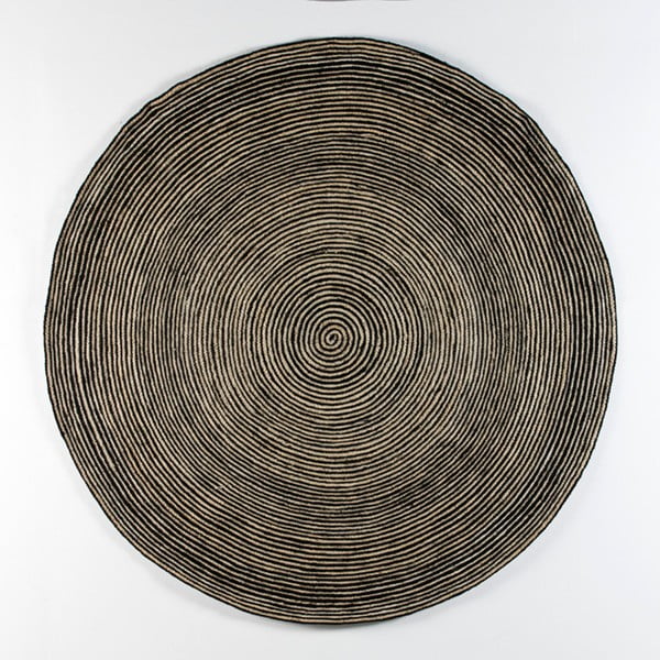 Czarno-kremowy dywan z juty Thai Natura, Ø 200 cm