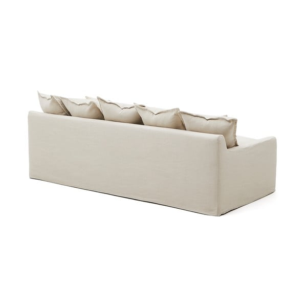 Beżowa lniana sofa 230 cm Zenira – Kave Home-image-3