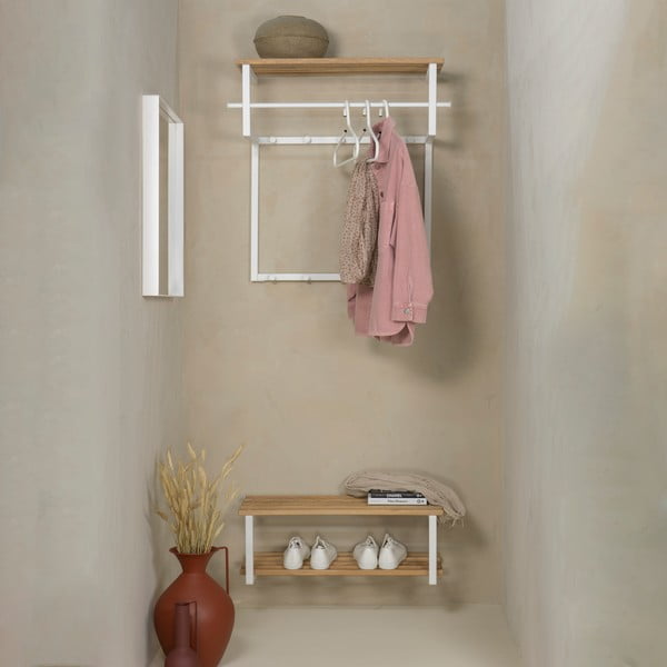 Biała/w naturalnym kolorze metalowa wisząca szafka na buty 71x26x34 cm Marco – Spinder Design-image-1
