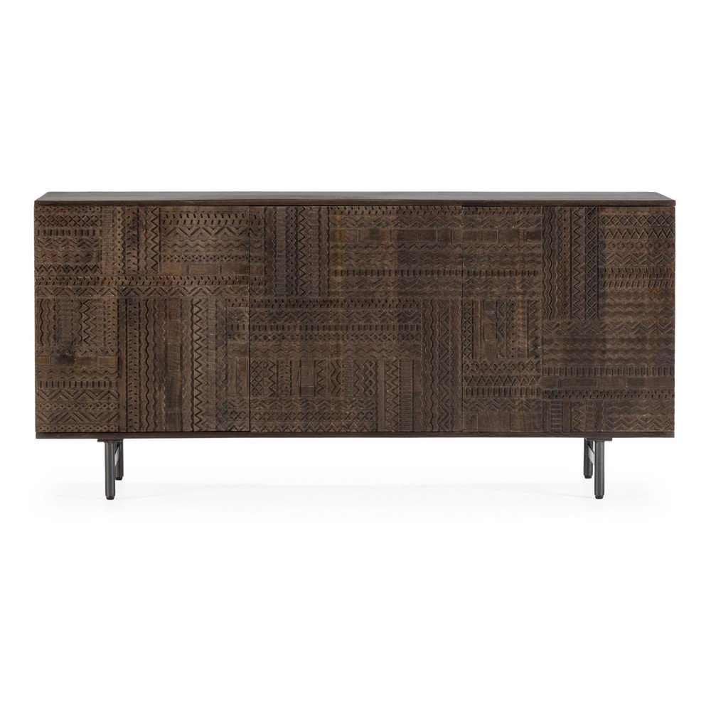 Ciemnobrązowa komoda z litego drewna mango 160x75x40 cm Kalai – MOME