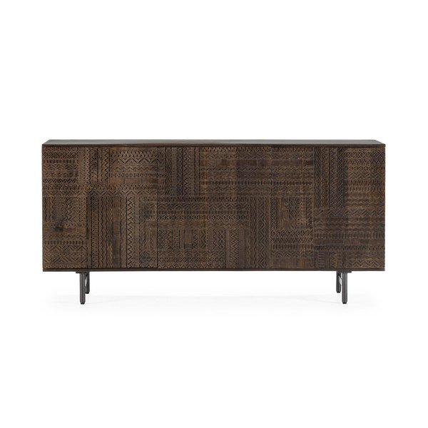 Ciemnobrązowa komoda z litego drewna mango 160x75x40 cm Kalai – MOME