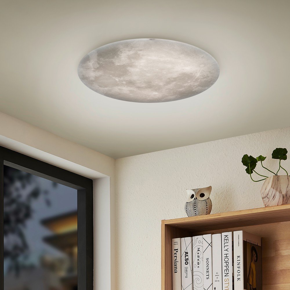 Jasnoszara dziecięca lampa sufitowa LED z kloszem ze szkła akrylowego ø 40 cm Lunar – Trio (zdjęcie 6)