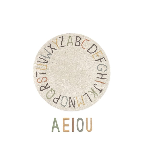 Kremowy bawełniany dziecięcy dywan do zabawy ø120 cm ABC Color and Letters – Lorena Canals