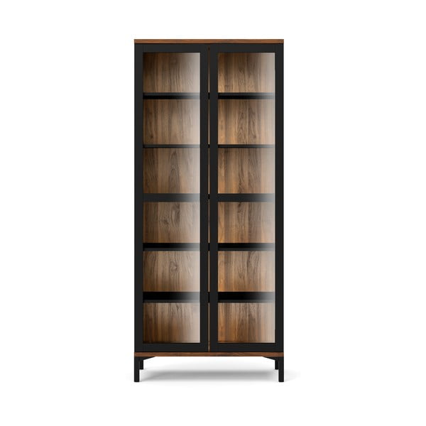 Czarno-naturalna witryna w dekorze orzecha 89x203x36 cm Roomers – Tvilum