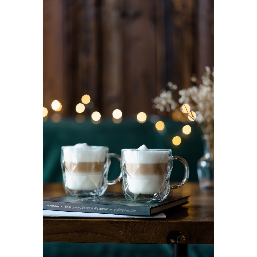Szklane kubki zestaw 2 szt. do cappuccino/z podwójną ścianką 330 ml Geo – Vialli Design (zdjęcie 5)