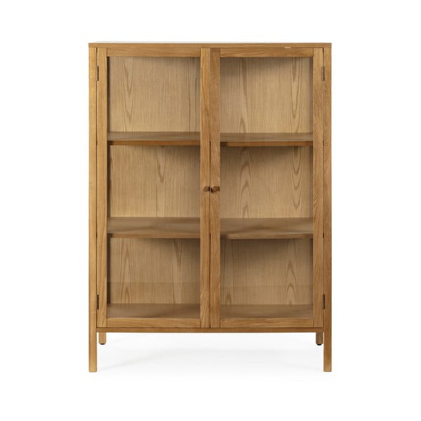 Witryna w dekorze dębu w naturalnym kolorze 90x126x40 cm Ceci – MOME