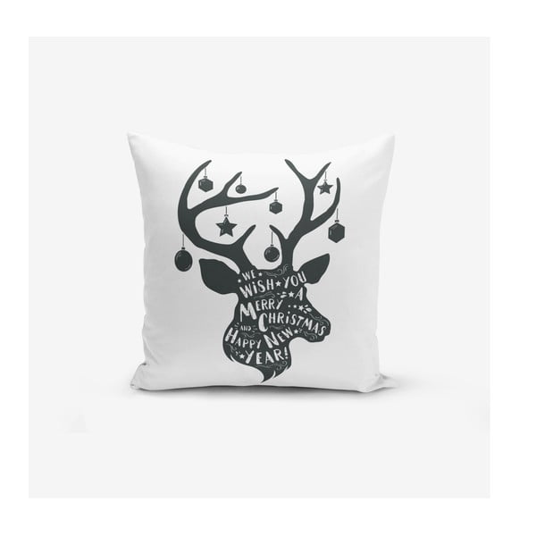 Zestaw 4 świątecznych poszewek na poduszki i bieżnika Minimalist Cushion Covers Reindeer and Stars-image-1