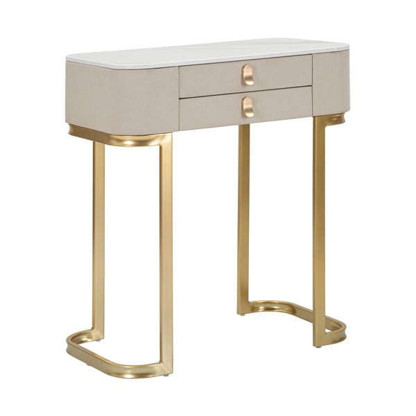 Beżowa/w kolorze złota konsola z blatem w dekorze marmuru 40x70 cm Beauty – Mauro Ferretti-image-2