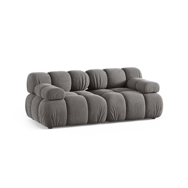 Jasnoszara aksamitna sofa modułowa 188 cm – Micadoni -image-1