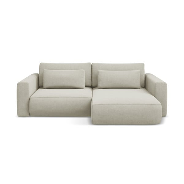 Beżowy rozkładany/ze schowkiem narożnik (prawostronny/z szezlongiem) Kapua – Makamii