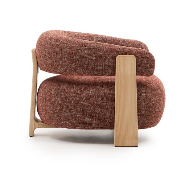 Fotel z tkaniny szenilowej w kolorze terakoty Granite – Kave Home-image-3