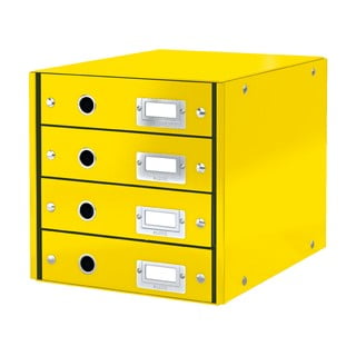 Żółty pojemnik z 4 szufladami Leitz Office, dł. 36 cm