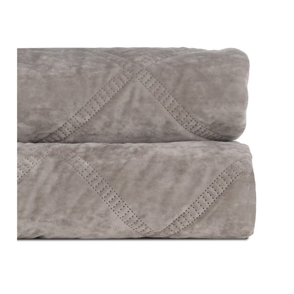 Szara aksamitna narzuta pikowana 230x260 cm – Ixia