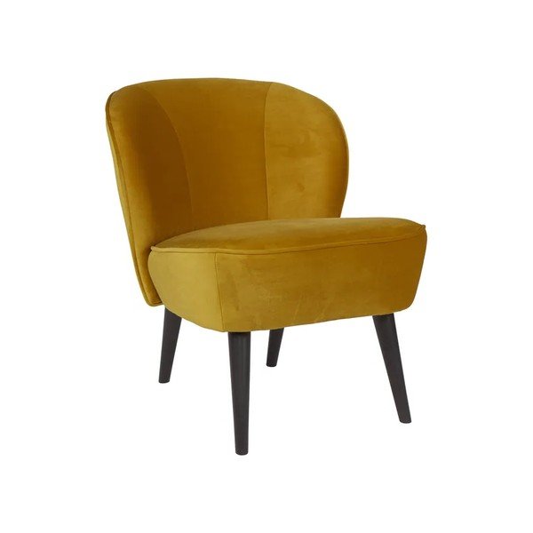 Musztardowy fotel WOOOD Sara