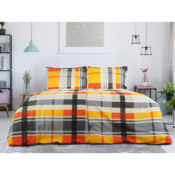 Pomarańczowa pościel jednoosobowa z kory 140x200 cm Orabge Kube – B.E.S.