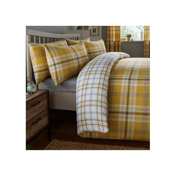 Żółta pościel Catherine Lansfield Kelso, 200x200 cm-image-1