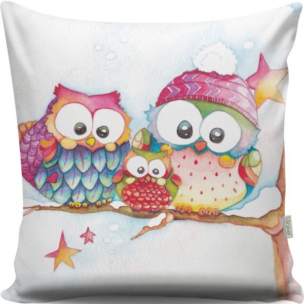 Poduszka Three Owls, 43x43 cm