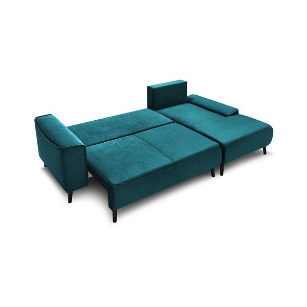 Morski aksamitny narożnik rozkładany Bobochic Paris Hera Bis, prawostronny-image-3