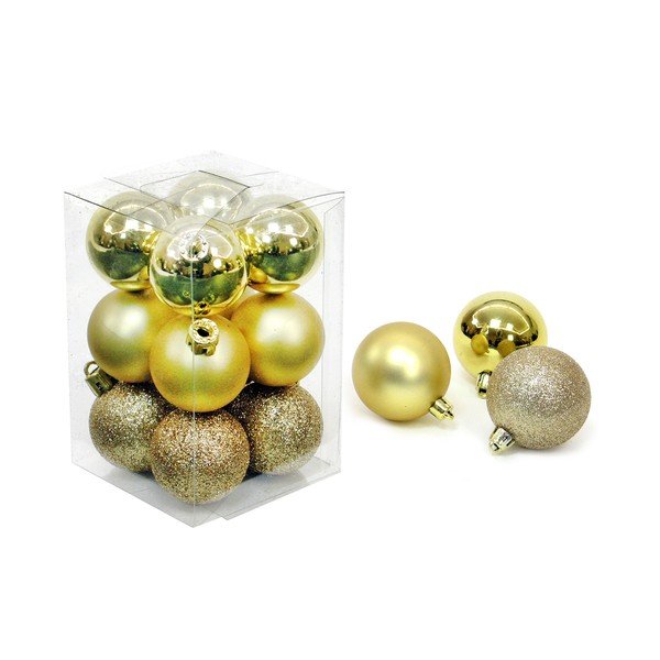 Zestaw 12 bombek w kolorze złota Unimasa Navidad