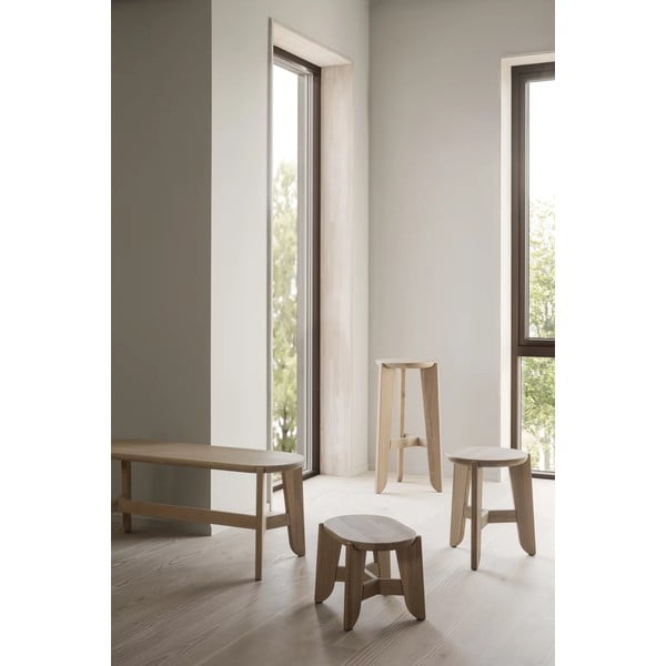 Hoker z litego drewna dębowego w naturalnym kolorze (wysokość siedziska 75 cm) Eli – Blomus-image-2