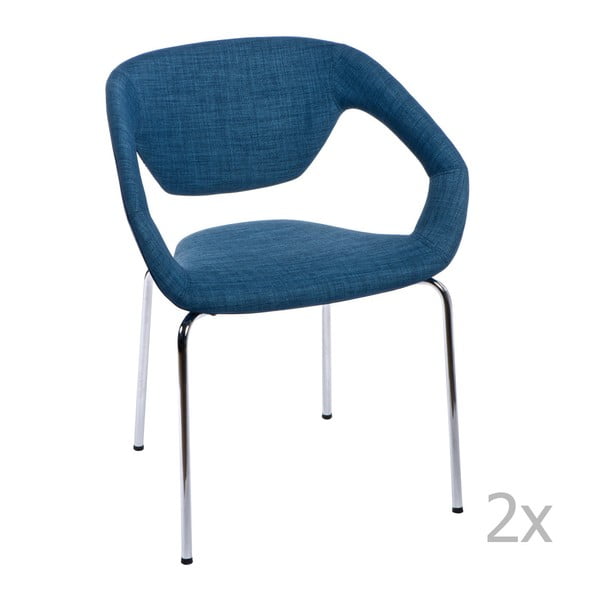 Zestaw 2 krzeseł D2 Space, tapicerowane, niebieskie