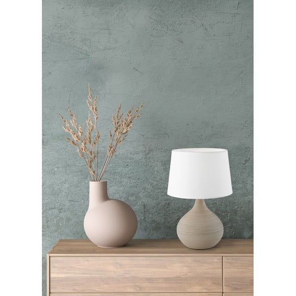 Biało-brązowa lampa stołowa z ceramiki i tkaniny Reality Martin, wys. 29 cm-image-1