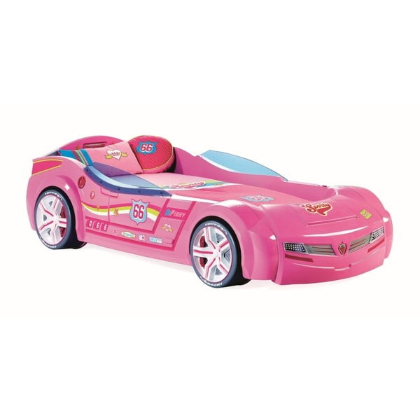Różowe łóżko dziecięce w kształcie auta Biturbo Carbed Pink, 90x195 cm