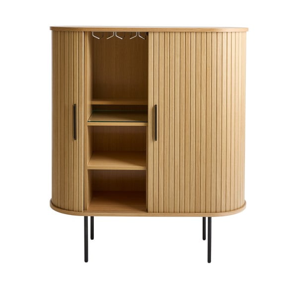 Szafka na wino w dekorze dębu z drzwiami przesuwnymi w naturalnym kolorze 100x118x40 cm Nola – Unique Furniture-image-2