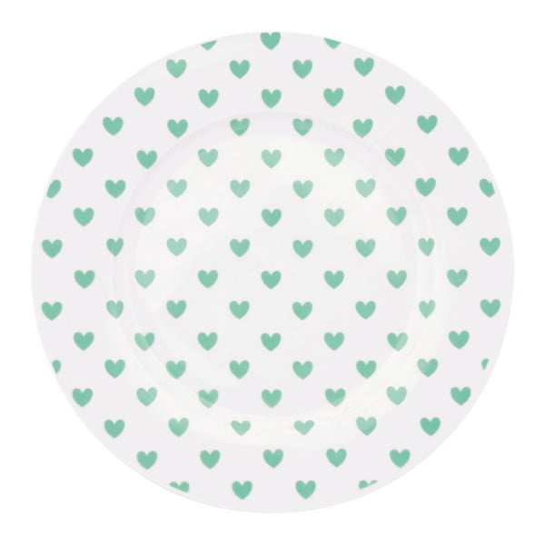 Talerz ceramiczny Miss Étoile Emerald Hearts, ⌀ 25 cm
