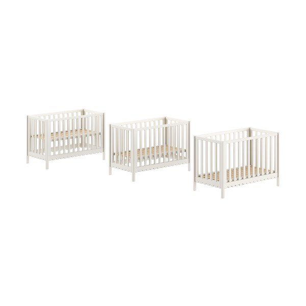 Beżowe łóżeczko z litego drewna sosnowego z regulowaną wysokością 60x120 cm Swingo – Vipack-image-2