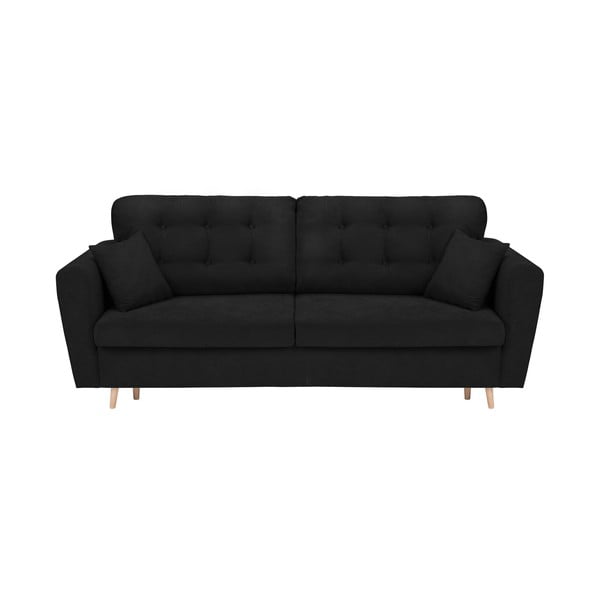 Czarna 3-osobowa sofa rozkładana ze schowkiem Cosmopolitan Design Grenoble
