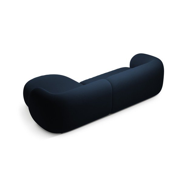 Niebieski aksamitny narożnik (prawostronny/z szezlongiem) Kate – Micadoni -image-2