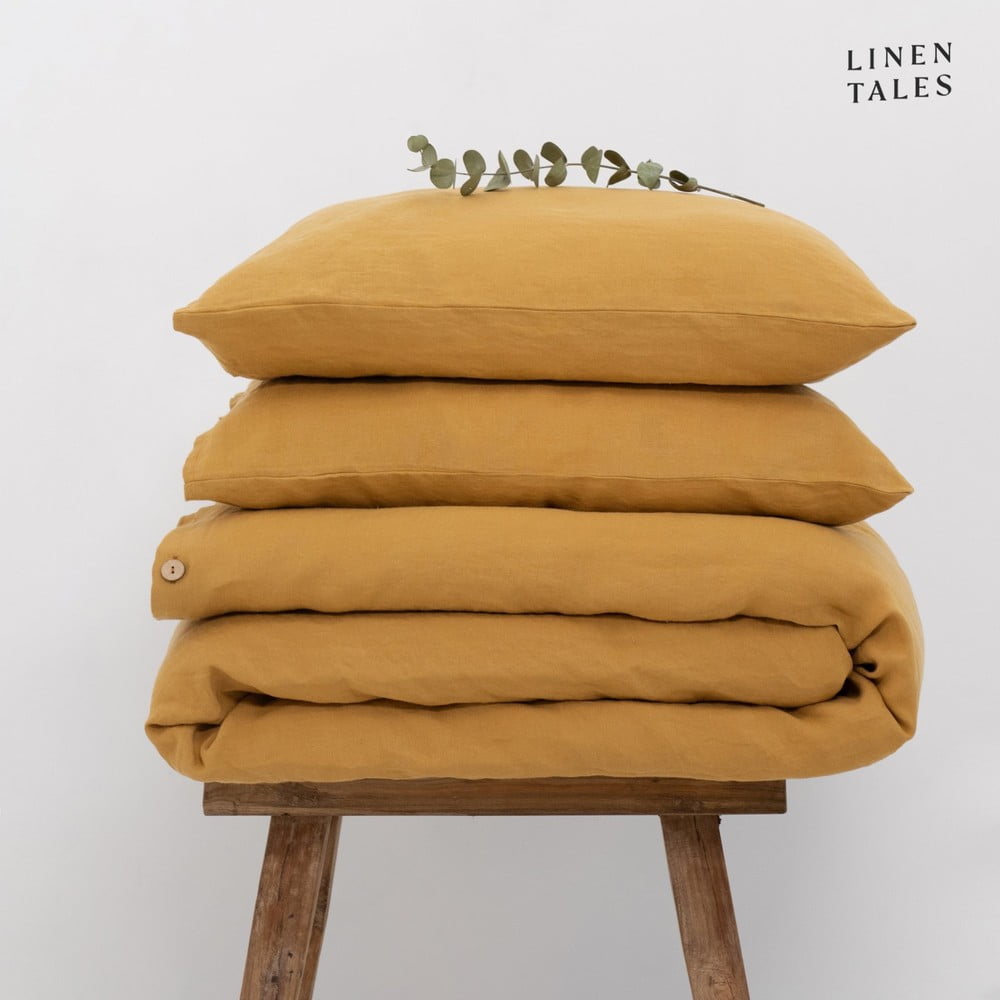 Musztardowa pościel dwuosobowa z włókna konopnego 200x220 cm – Linen Tales (zdjęcie 5)