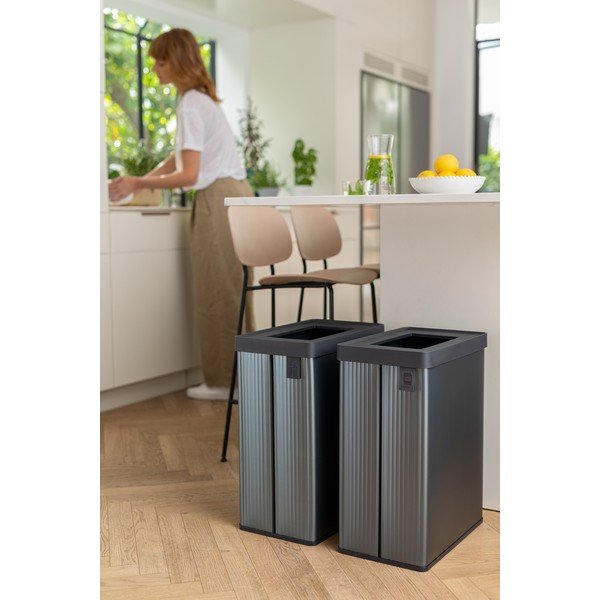 Szary kosz na śmieci do segregacji odpadów z plastiku z recyklingu 54 l Verto Recycle – Curver-image-3