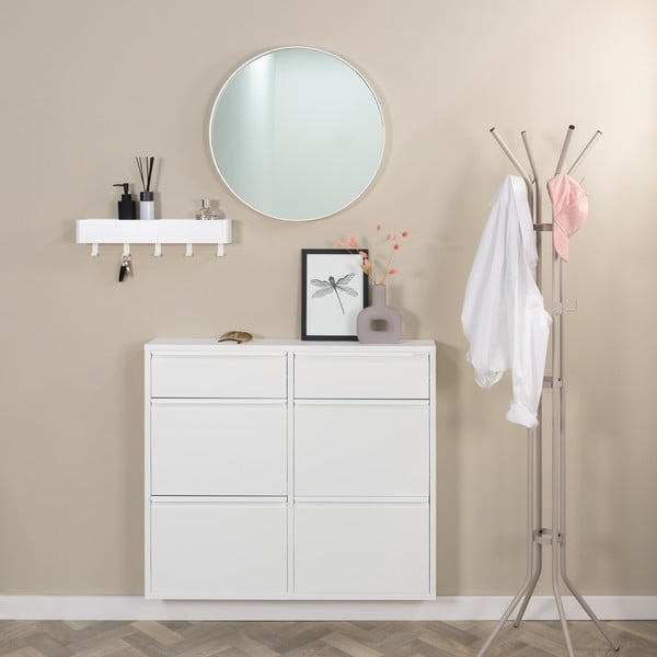 Biała metalowa uchylna szafka na buty 98x86x15 cm Billy – Spinder Design-image-1