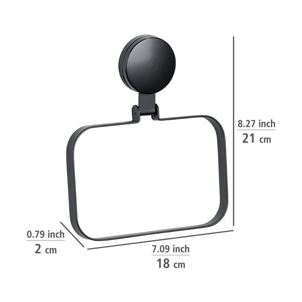 Czarny uchwyt ścienny na ręczniki Wenko Static-Loc® Plus-image-3