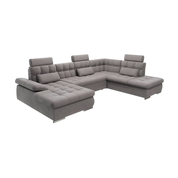 Szary rozkładany narożnik ze schowkiem (prawostronny/w kształcie litery U) Merkur – Ropez