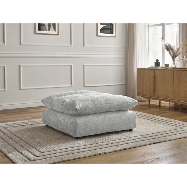 Jasnoszary podnóżek z tkaniny szenilowej Neil – Bobochic Paris-image-1