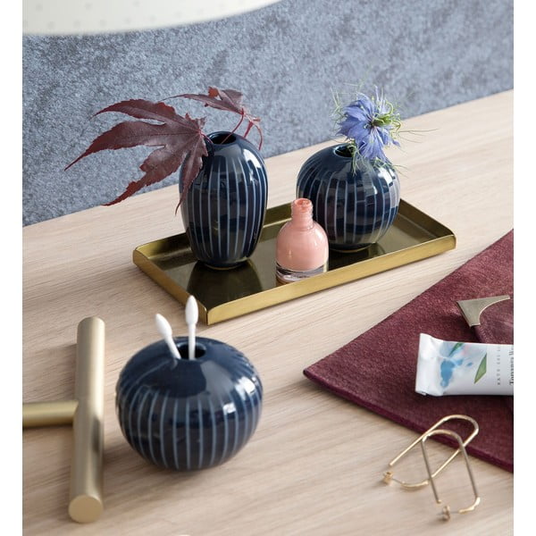 Zestaw 3 kamionkowych ciemnoniebieskich mini wazoników Kähler Design Hammershoi Miniature-image-2
