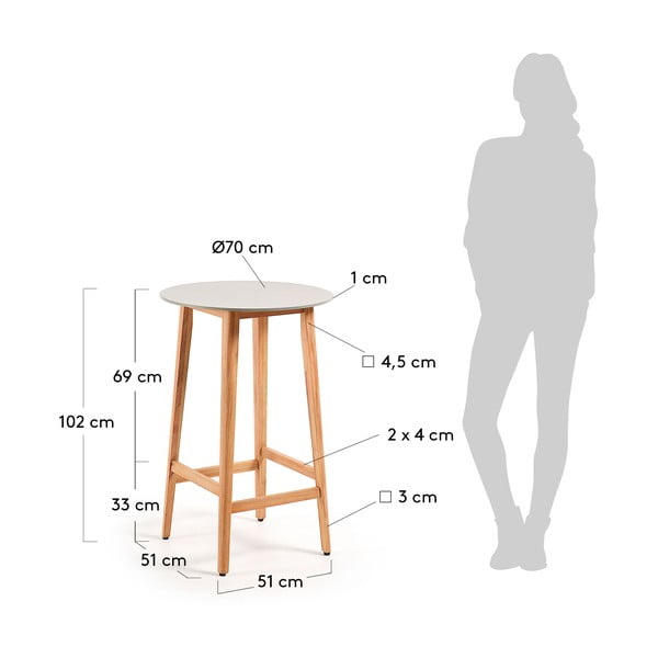Stolik na balkon z drewna eukaliptusa Kave Home Giorgia, ⌀ 70 cm-image-4
