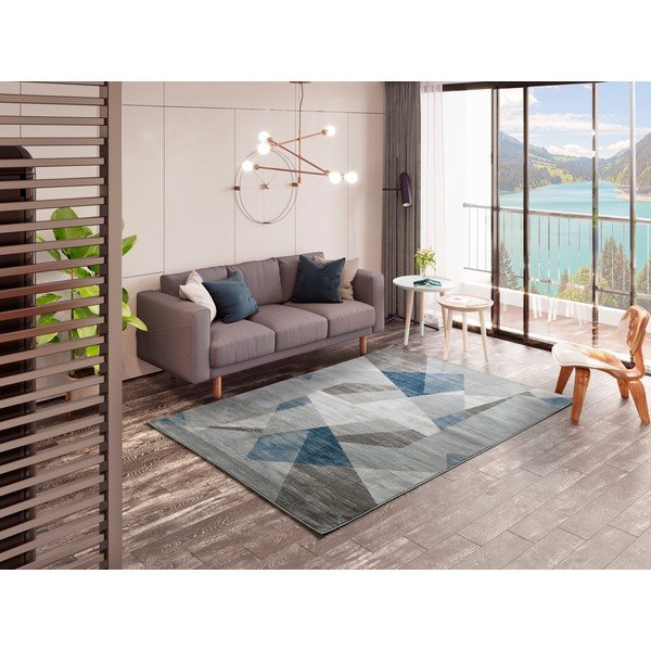 Szaro-niebieski dywan Universal Babek Geo, 133x195 cm-image-1