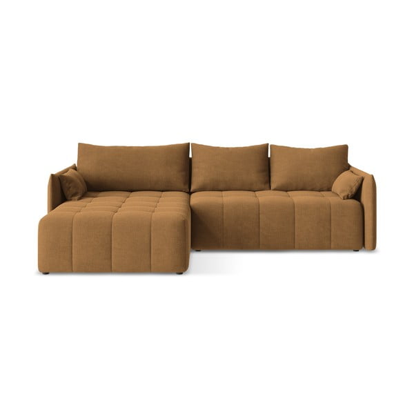 Rozkładany/ze schowkiem narożnik (lewostronny/z szezlongiem) w kolorze terakoty Moku – Makamii