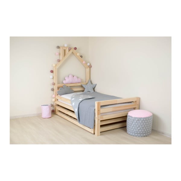 Komplet białej szuflady pod łóżko i 4 wydłużonych nóg Benlemi, łóżko 90x180 cm-image-1