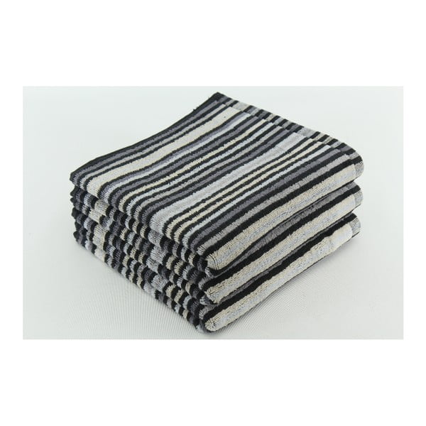Zestaw 3 ręczników Collette Antracit, 50x100 cm