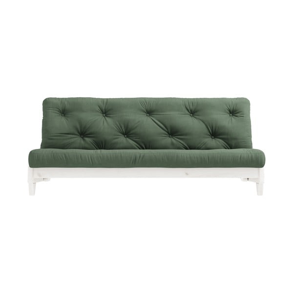 Sofa rozkładana z zielonym pokryciem Karup Design Fresh White/Olive Green