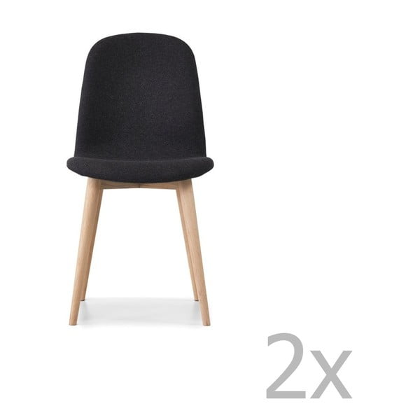 Komplet 2 antracytowych krzeseł z nogami z litego drewna dębowego WOOD AND VISION Basic