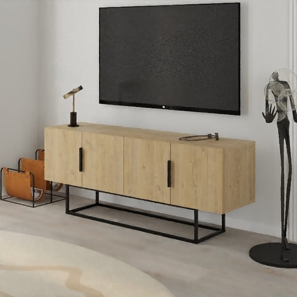 Szafka pod TV w dekorze dębu 140x55 cm Titan – Marckeric-image-1