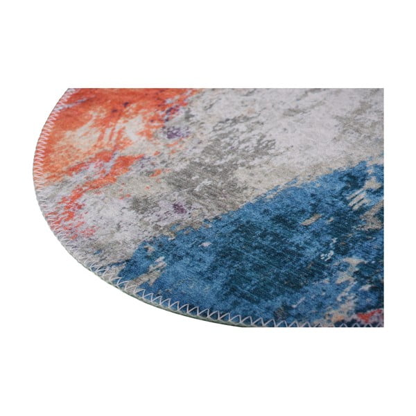 Niebiesko-pomarańczowy okrągły dywan odpowiedni do prania ø 120 cm – Vitaus-image-2