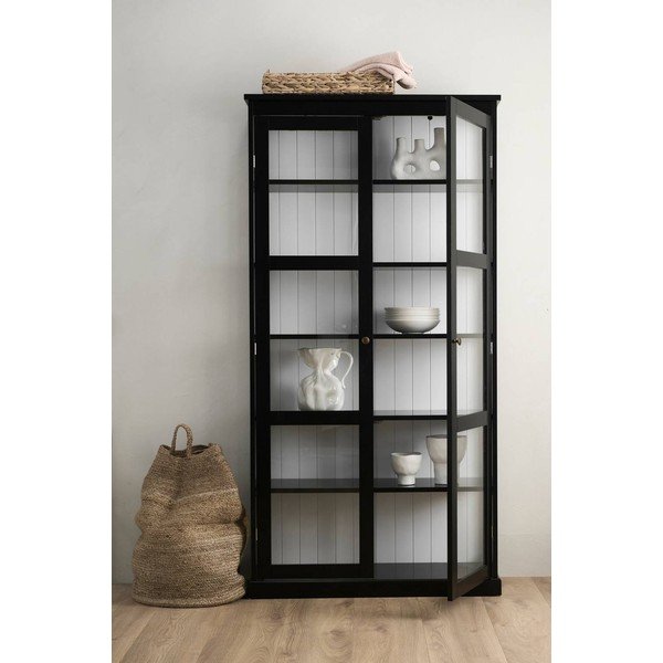 Czarna witryna z płyty MDF 98x193x34 cm Wilma – Ellos Home-image-1