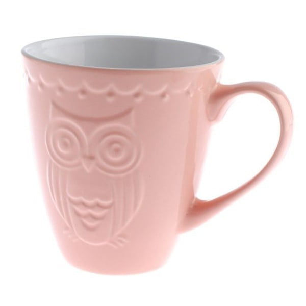 Różowy kubek ceramiczny Dakls Owl, 530 ml